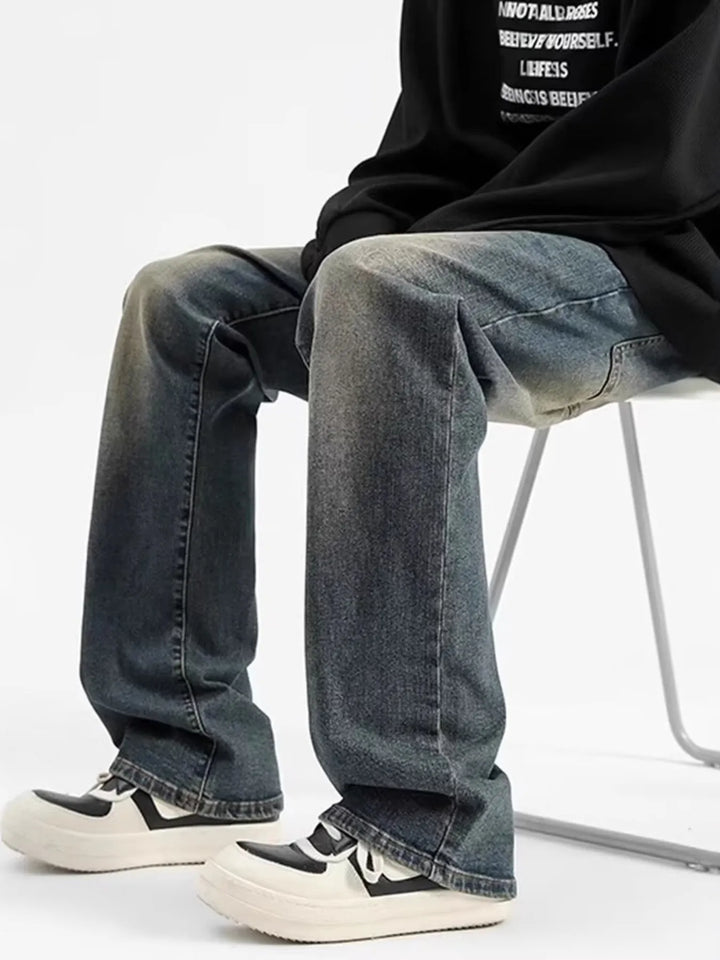 Men's Plus Size Vintage Wash Loose Fit Jeans