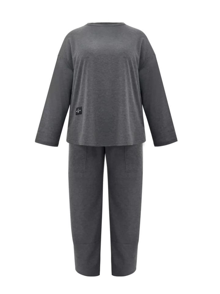 Plus Size Casual Loose Fit Top and Pants Two-Piece Set