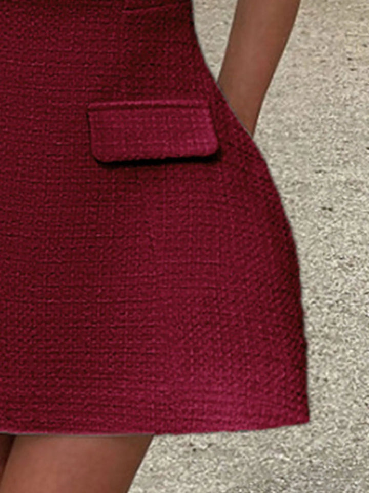 Cutout Back Round Neck Cap Sleeve Mini Dress