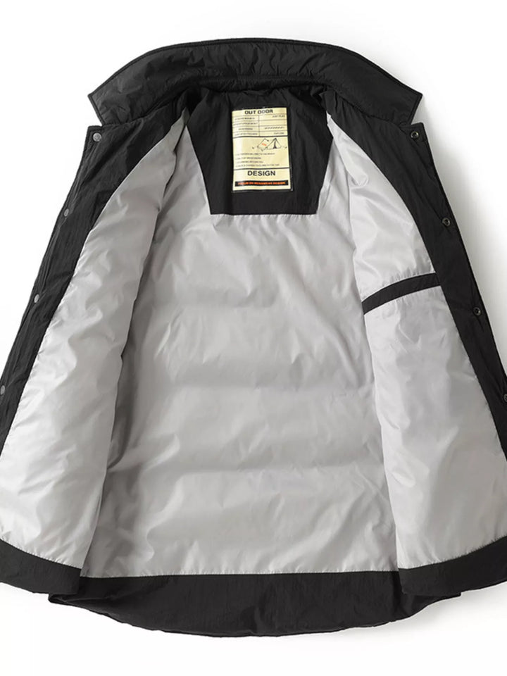 Men's Plus Size Quilted Padded Snap Down Jacket