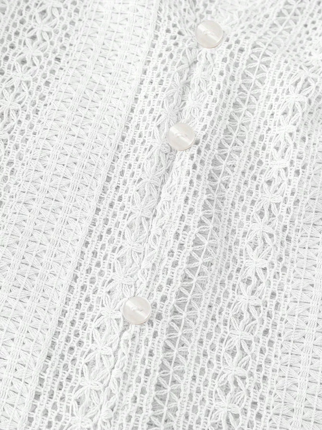 Lace Notched Long Sleeve Shirt