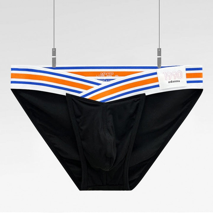 Solid Color High Fork Low Waist Briefs Full Package Hip Bulge