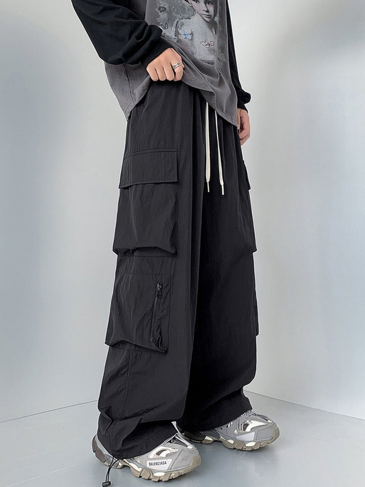 Men's Plus Size Loose Fit Cargo Pants with Drawstring