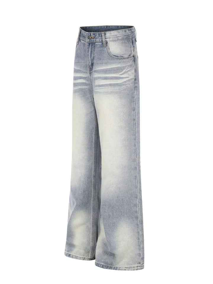 Men's Full Size Vintage Wash Wide Leg Jeans Plus Size