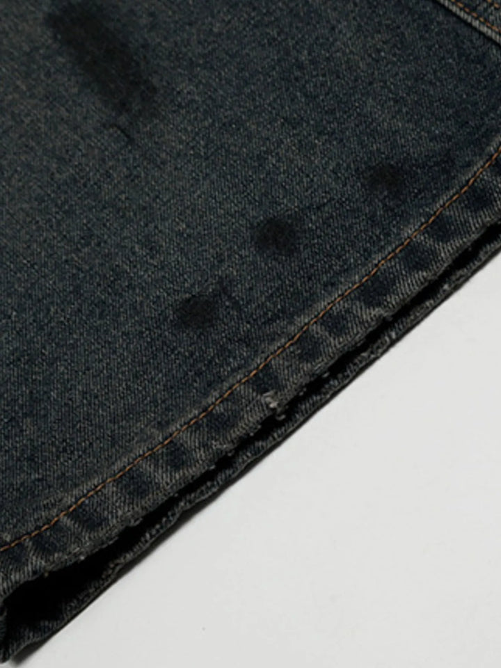 Men's High Waist Washed Jeans