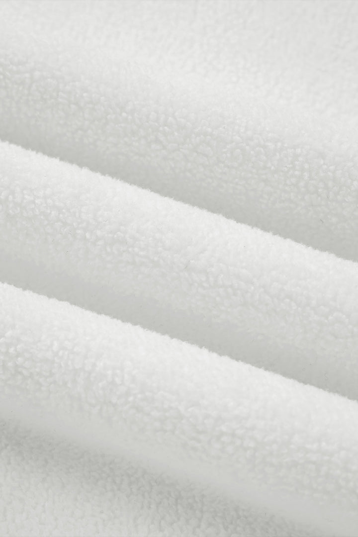 White Oversize Drop Shoulder Reversible Mock Neck Sweatshirt