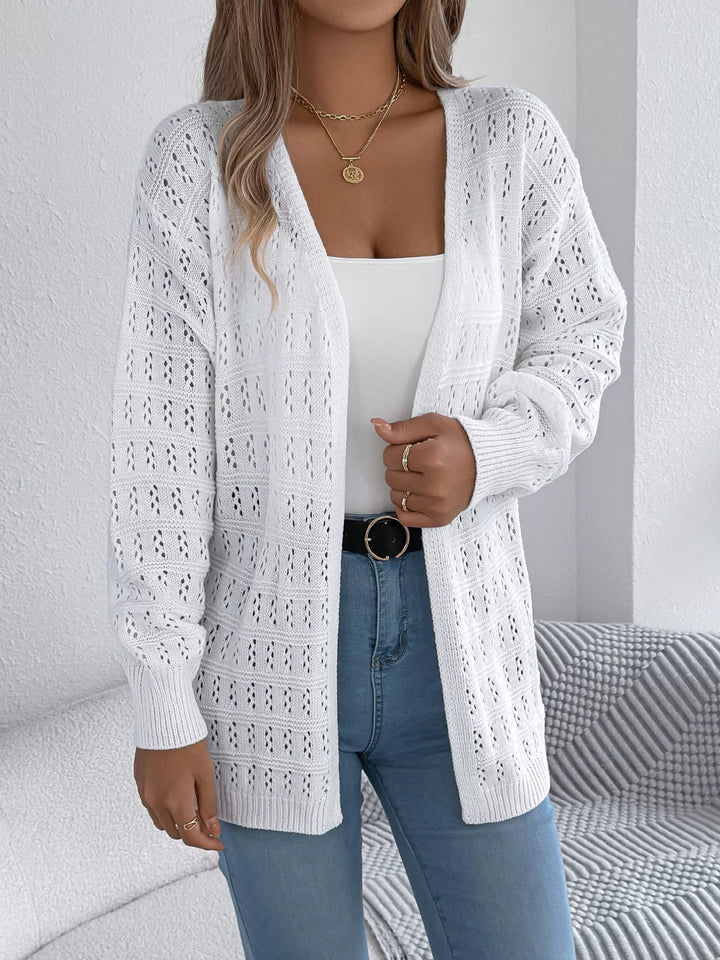 Open-Front Crochet Knit Cardigan