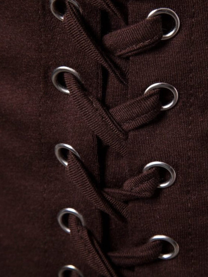 Men's Lace-Up Asymmetric Hem T-Shirt