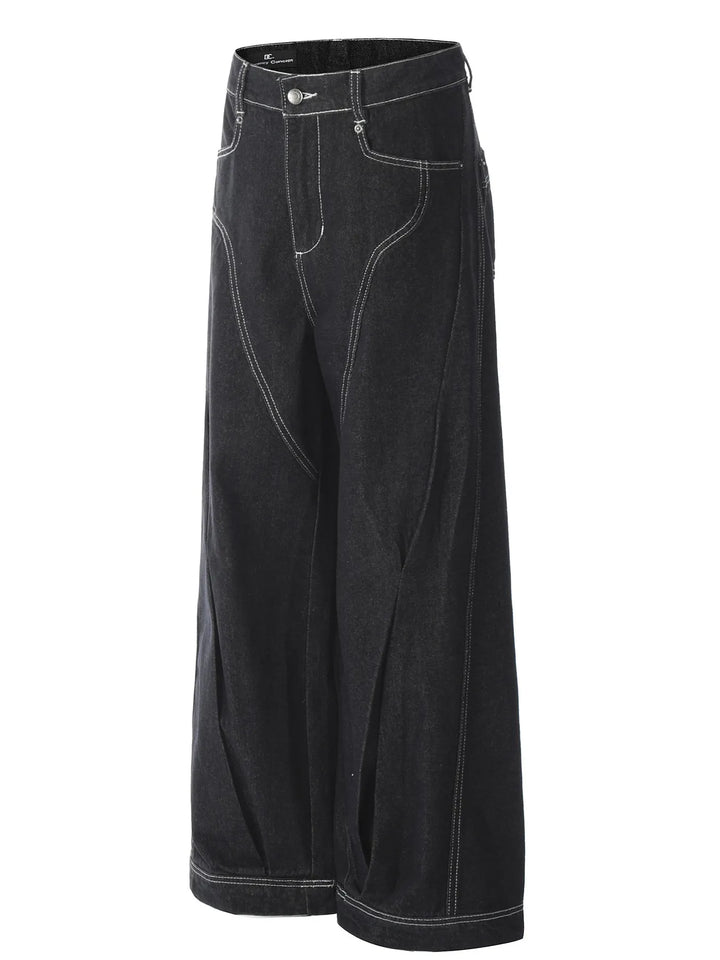 Men's Wide-Leg Jeans with Contrast Stitching