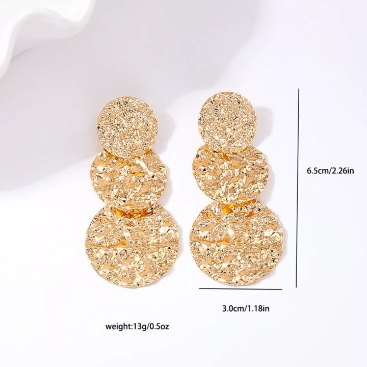 18K Gold-Plated Round Layered Textured Earrings