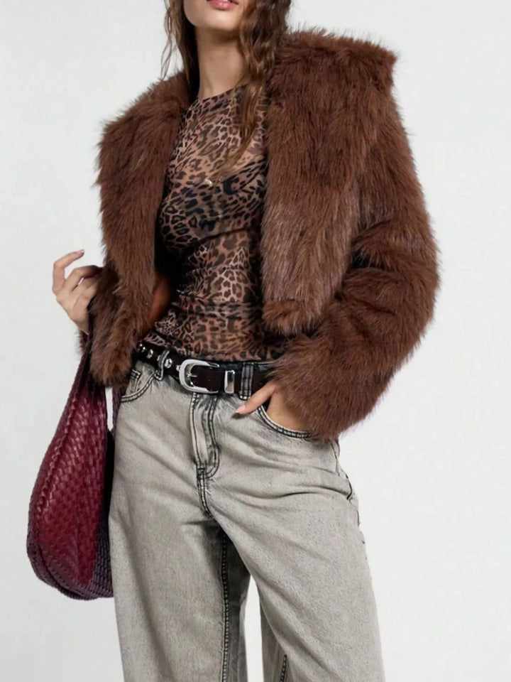 Sheer Leopard Print Long Sleeve Blouse
