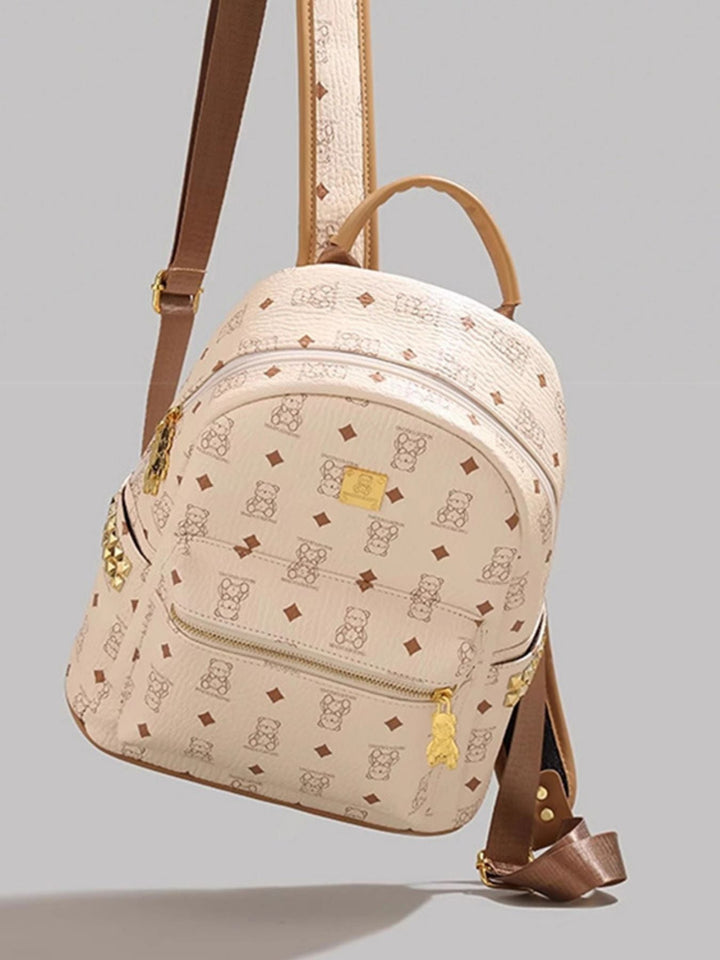 Bear Pattern Leather Backpack Bag