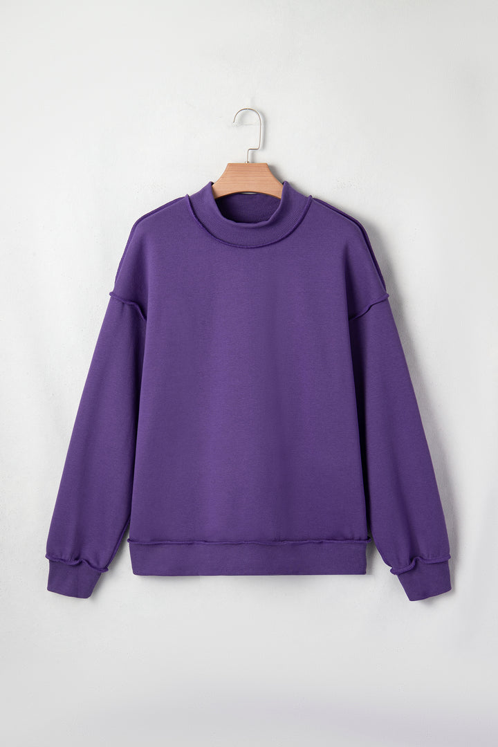 Tillandsia Purple Oversize Drop Shoulder Reversible Mock Neck Sweatshirt