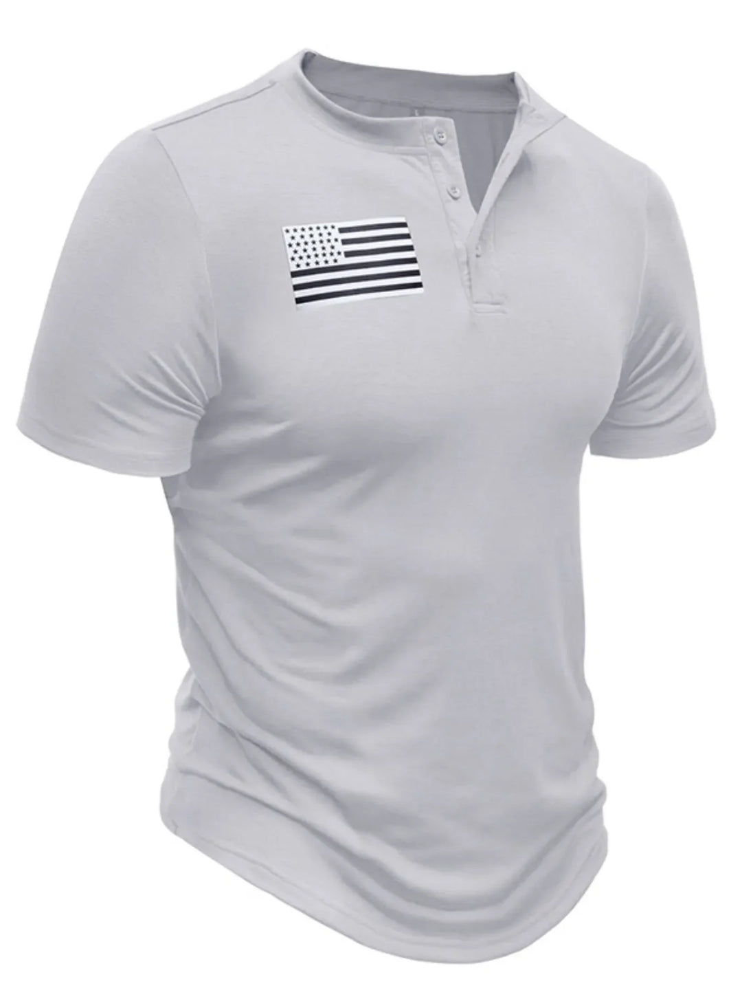Men's American Flag Short Sleeve Henley Top