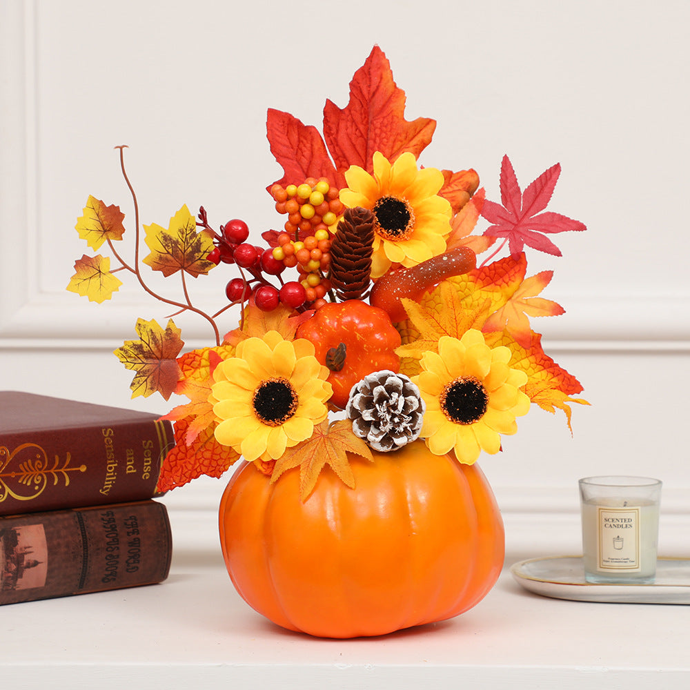 Halloween Autumn Decoration Sunflower Simulation Pumpkin Desktop Decoration