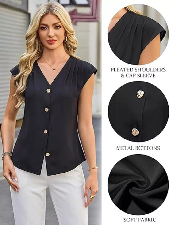 V-Neck Button-Down Shirt