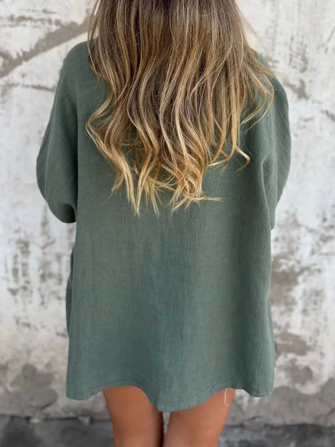 Full Size One Button Long Sleeve Shirt Plus Size