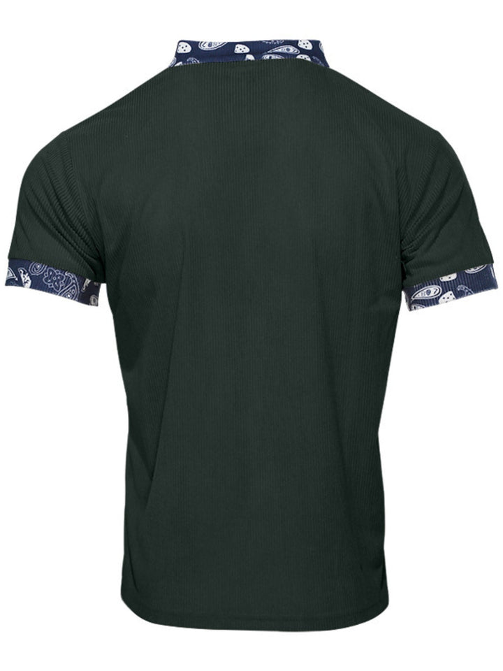 Men's Full Size Lace-Up Collar T-Shirt Plus Size
