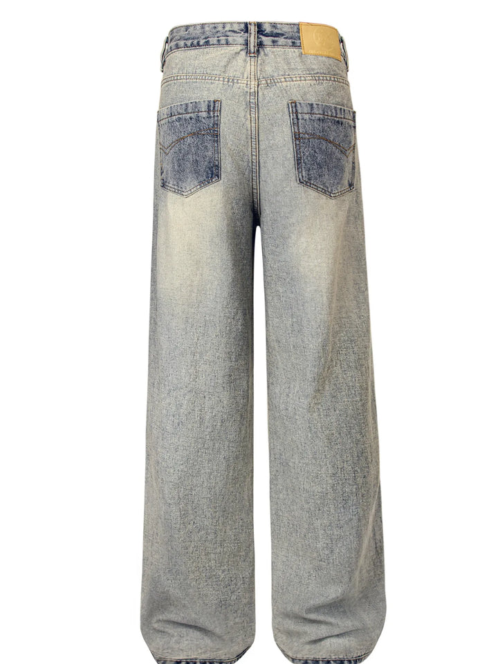Men's Contrast Pocket Washed Straight Jeans