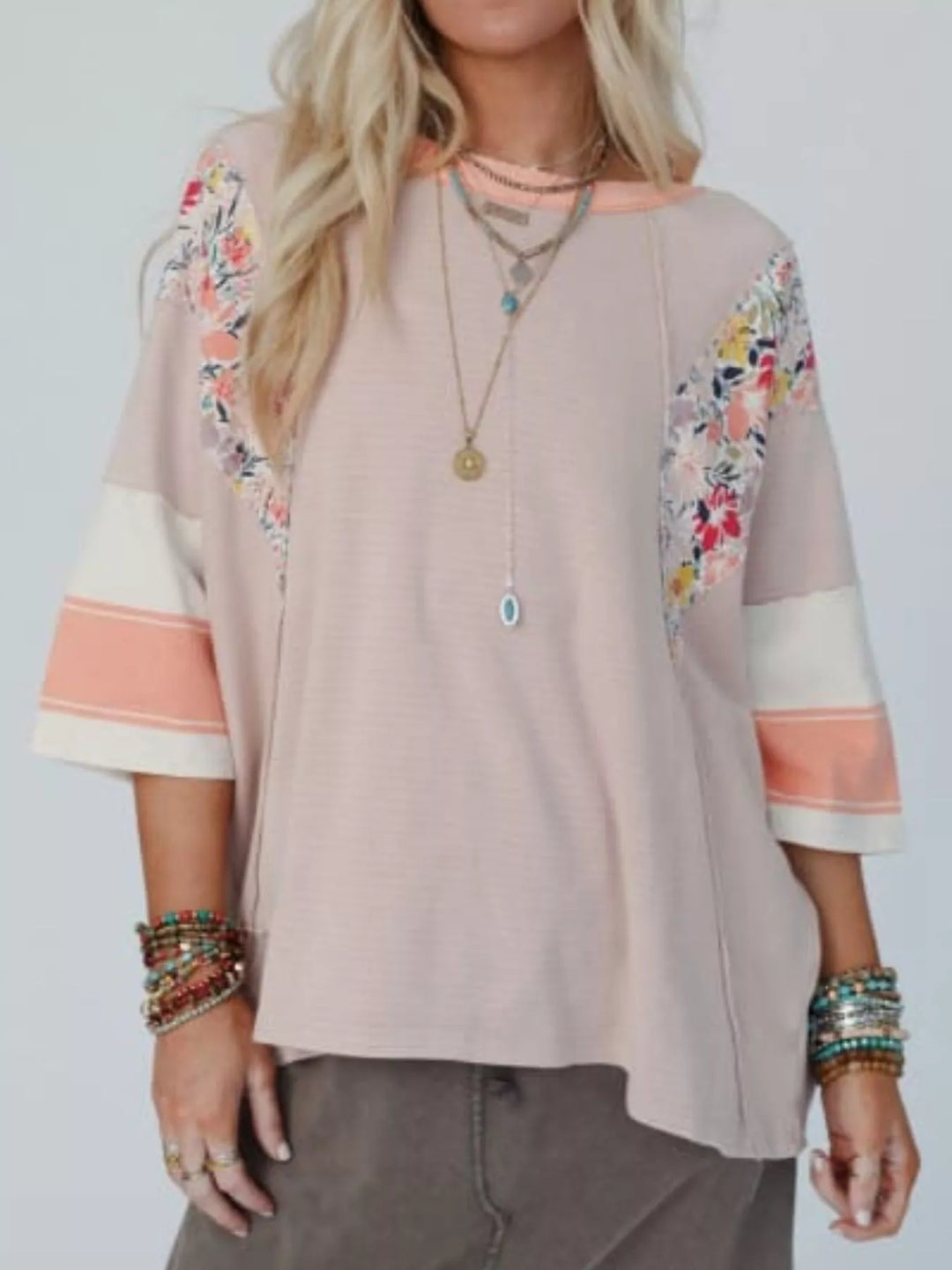 Striped Floral Long Sleeve T-Shirt