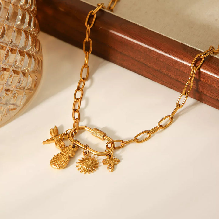 18K Gold-Plated Lock Chain Necklace