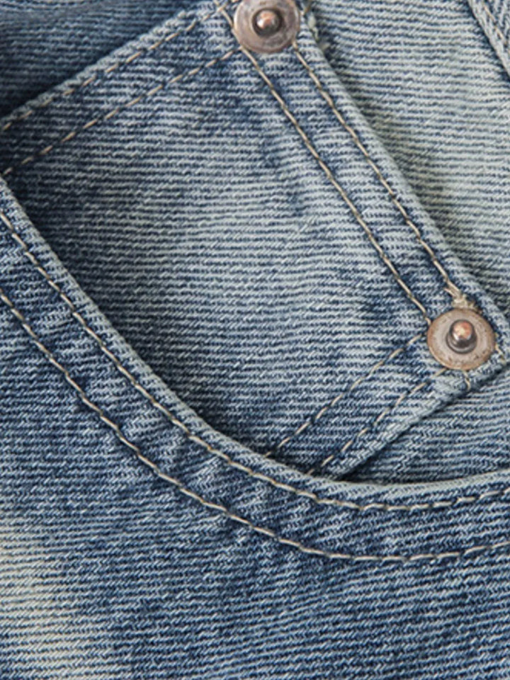 Men's High Waist Wide Leg Washed Jeans