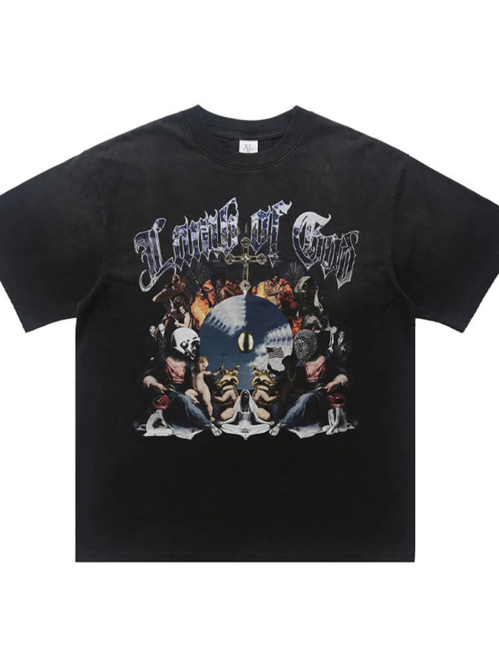 Men's Vintage Graphic Round Neck Oversized T-Shirt