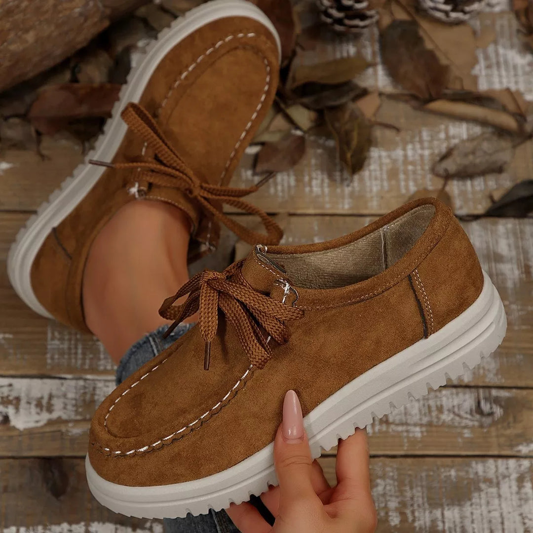 Lace-Up Round Toe Loafers