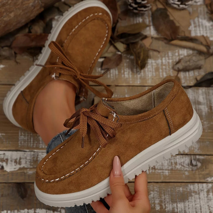 Lace-Up Round Toe Loafers