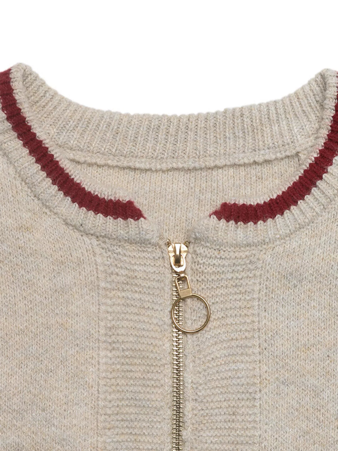 Zip Up Contrast Trim Cardigan