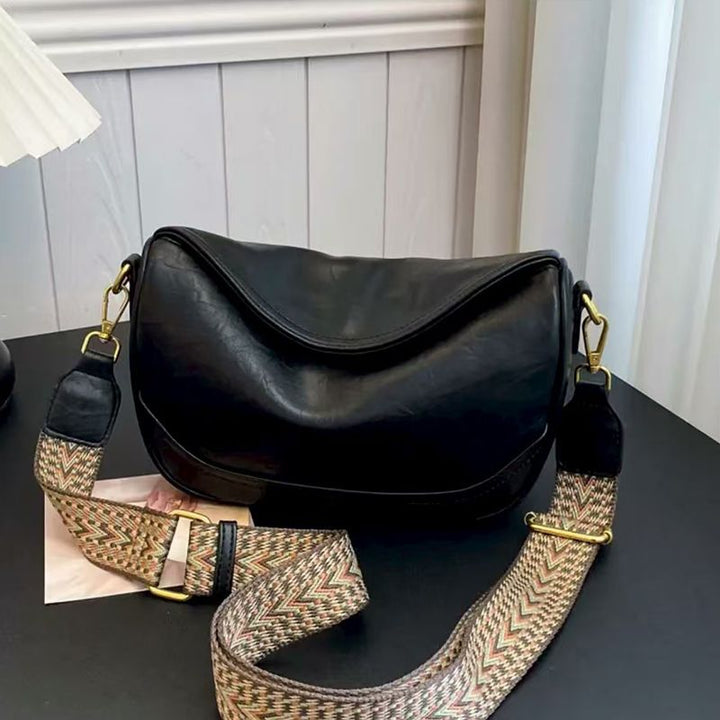 Vintage Style Wide Strap Crossbody Bag