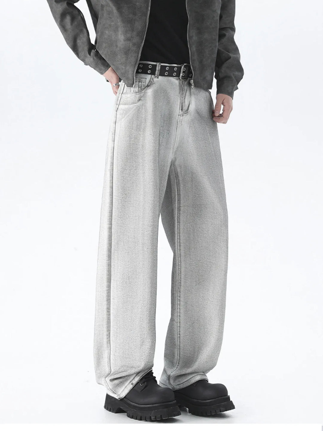 Men's Plus Size Wash Wide Leg Jeans
