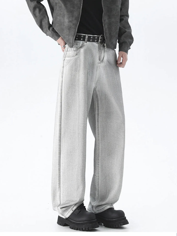 Men's Plus Size Wash Wide Leg Jeans