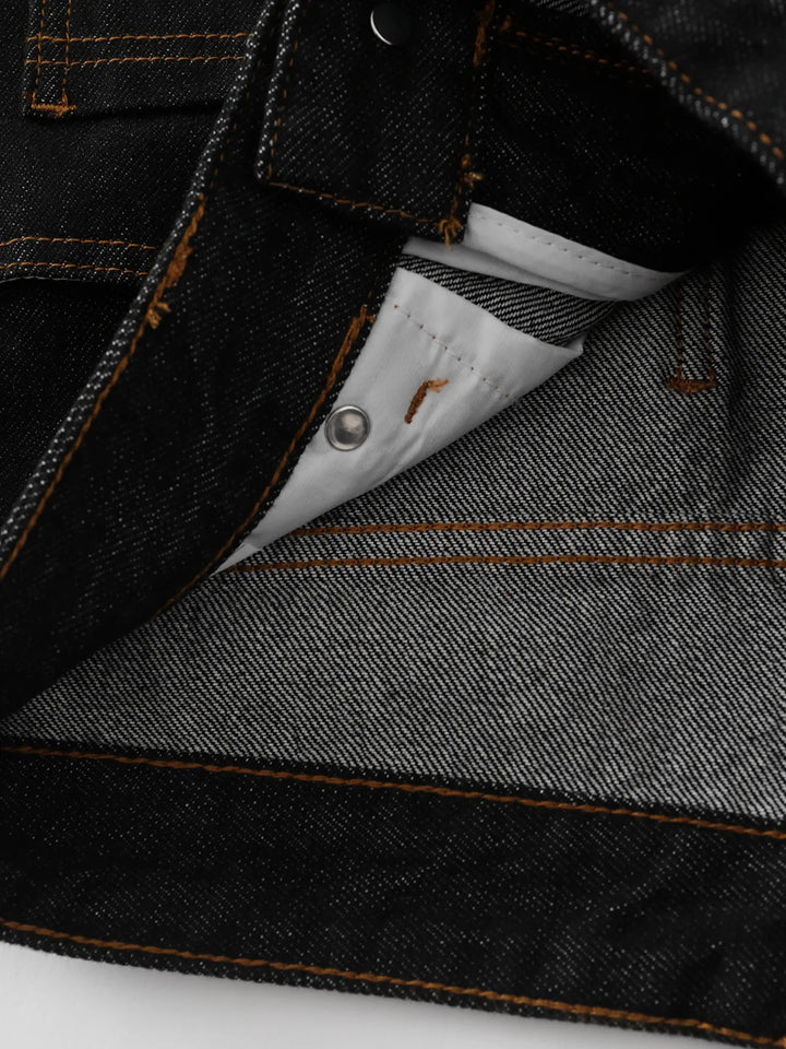 Men's Wide Leg Denim Shorts with Embroidered Pocket Detail
