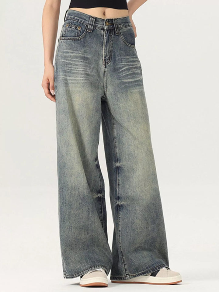 Men's Vintage Wash Wide Leg Jeans