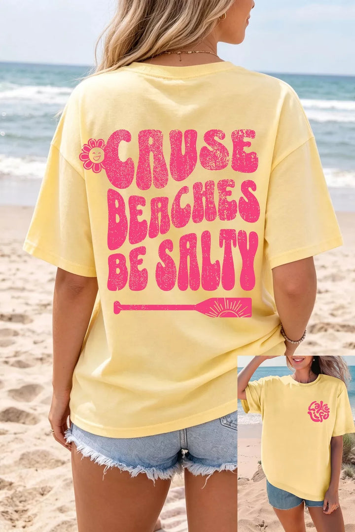 Casual Round Neck Short Sleeve Slogan Print Loose Fit T-shirt