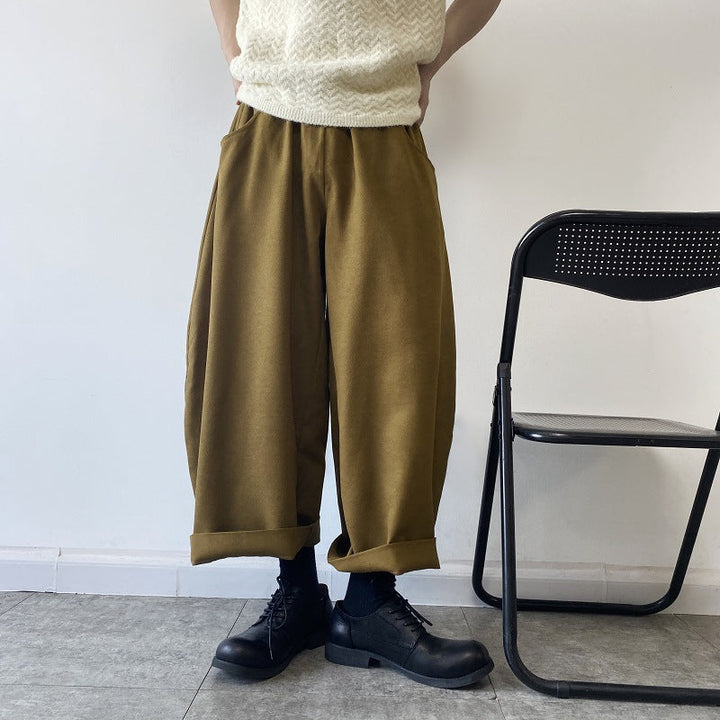 Extra-loose Mens Cropped Wide-leg Pants