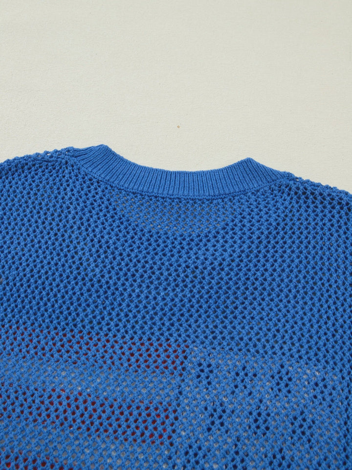 Flag Graphic Short Sleeve Sweater Top