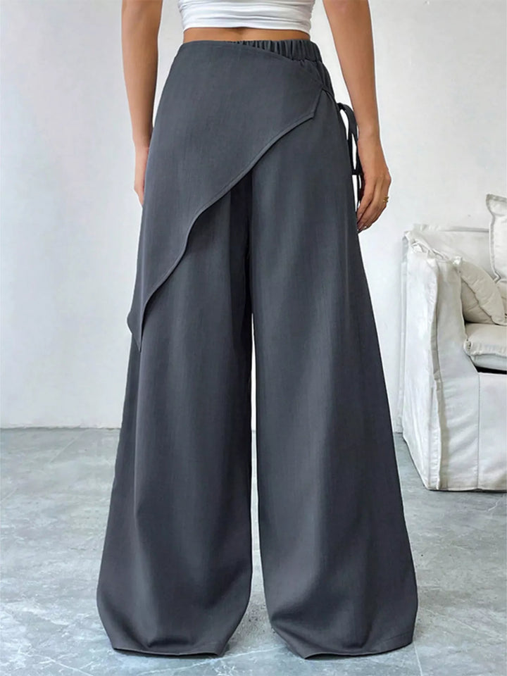 Asymmetrical Wrap Wide-Leg Pants