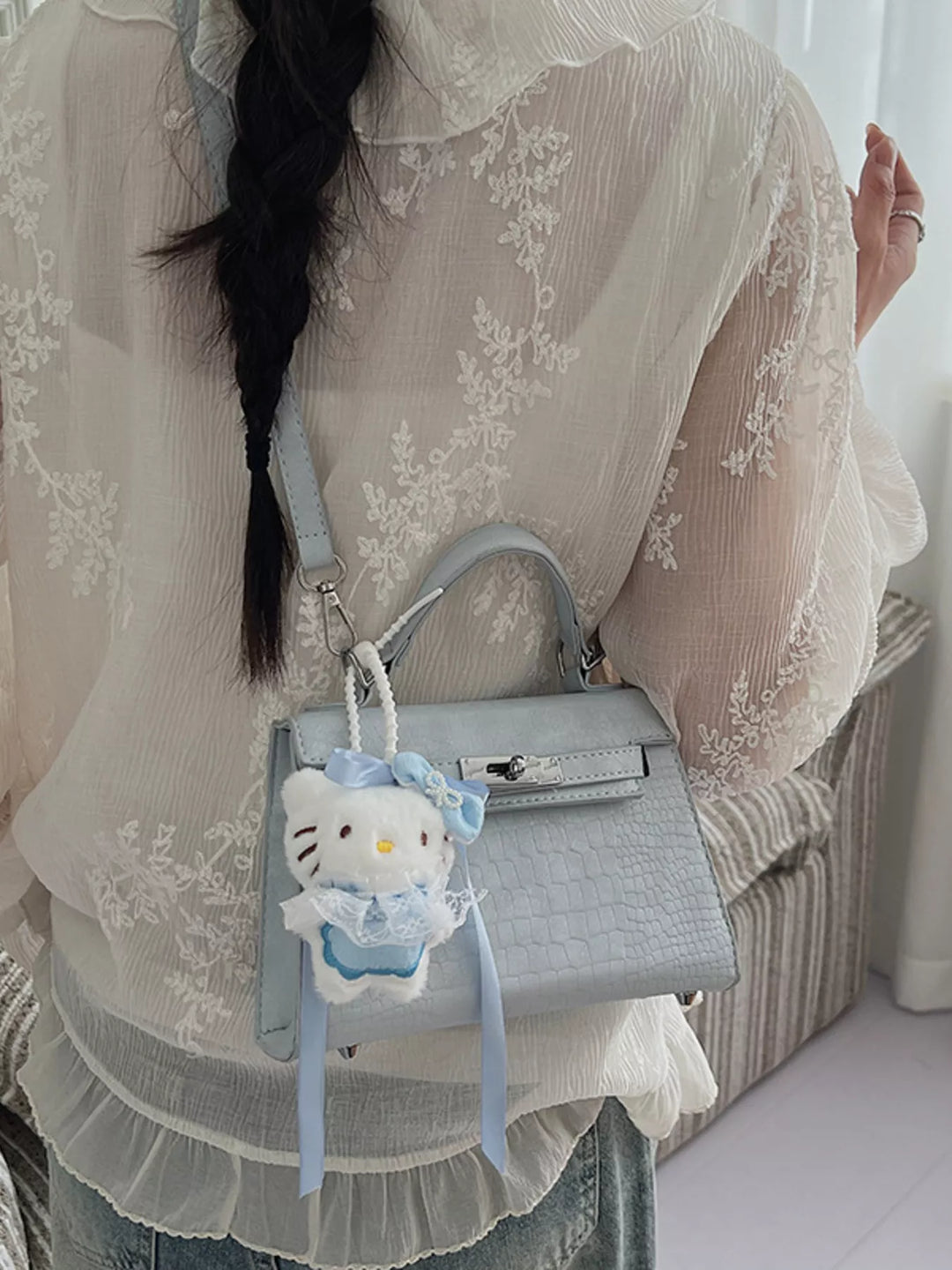 Croc-Embossed Mini Crossbody Bag