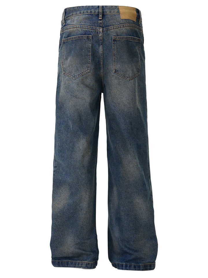 Men's Vintage Wash Wide Leg Relaxed Fit Jeans
