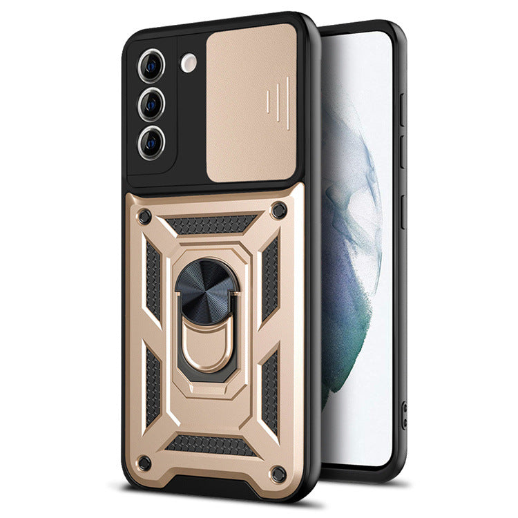 Push Window Protective Cover Ring Magnetic Armour Bracket Mobile Phone Case