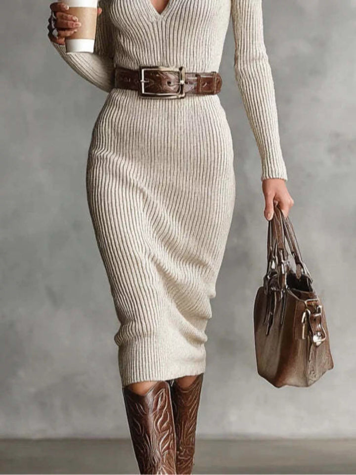 Full Size Ribbed Knit Turtleneck Sweater Dress Plus Size