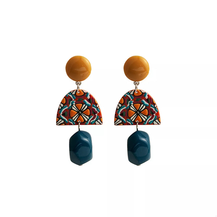 Geometric Pattern Drop Earrings