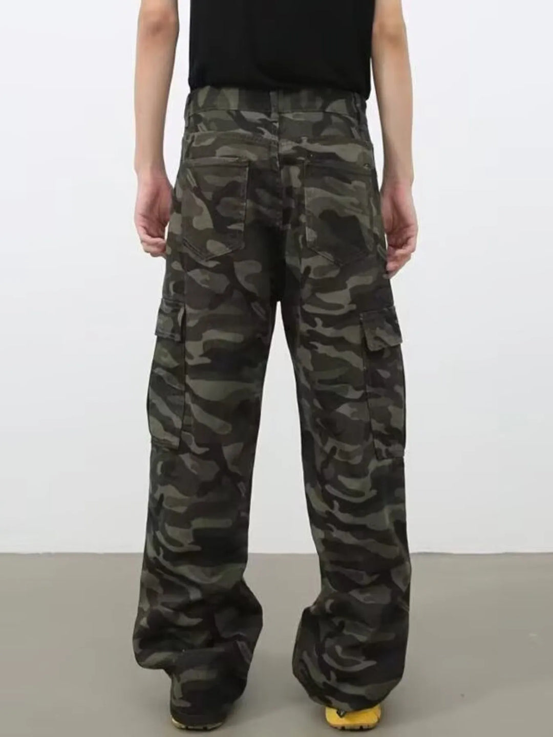 Men's Full Size Camo Print Wide Leg Cargo Jeans Plus Size