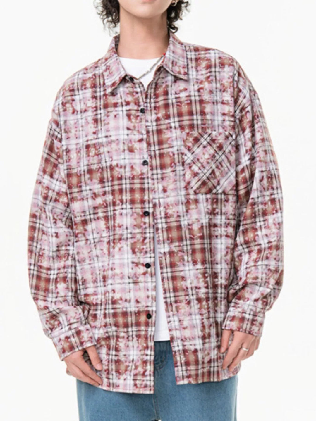 Men's Plus Size Plaid Button Up Long Sleeve Shirt