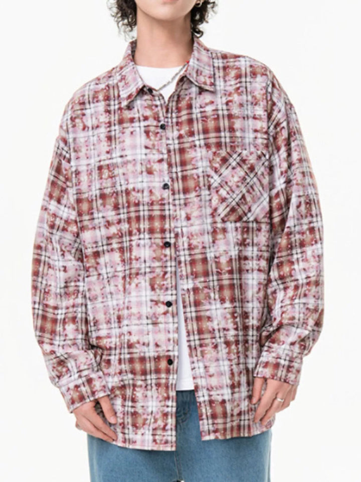 Men's Plus Size Plaid Button Up Long Sleeve Shirt