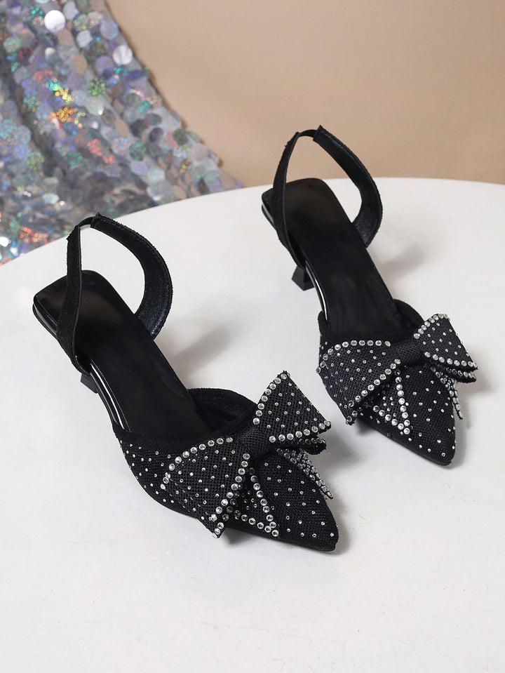 Rhinestone Bowknot Slingback Pumps