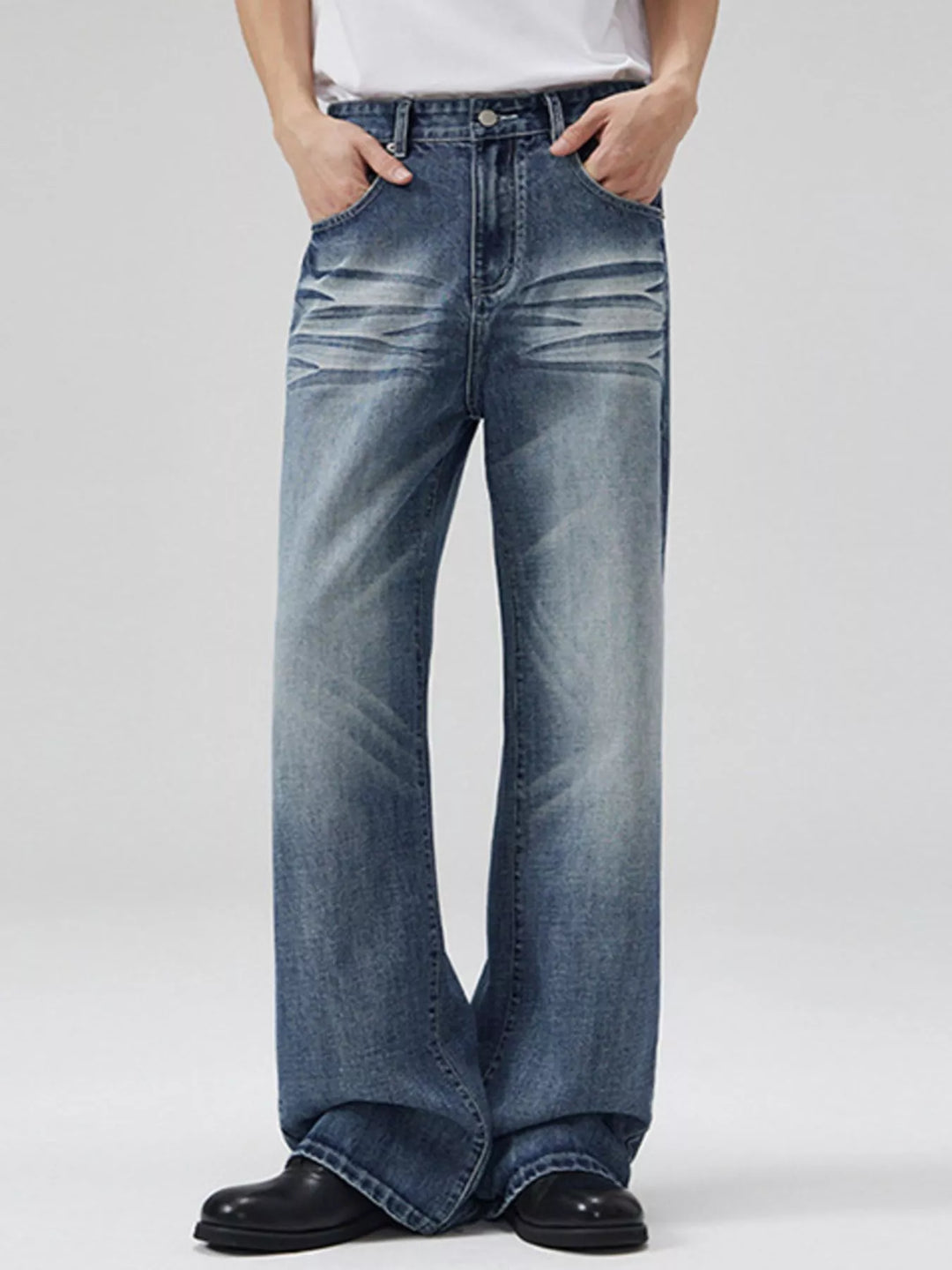 Men's Full Size Wide Leg Wash Jeans Plus Size