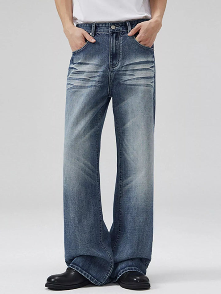 Men's Full Size Wide Leg Wash Jeans Plus Size
